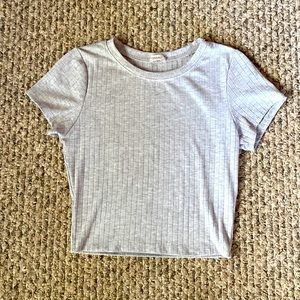 Bozzolo-grey top- textured stripes- soft material